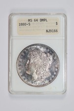 1880-S MORGAN DOLLAR ANACS MS64 DMPL PQ! VINTAGE ANA HOLDER!
