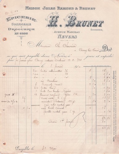 Nevers epicier brunet 1910 - epicier,
