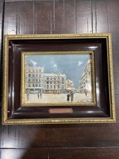 Beautiful Antique Hand Hammered HELCA Enamel Painting maurice utrillo