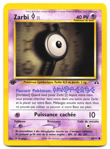 Carte pokémon zarbi 75 - carte, 68/75