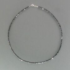 4 mm Natural Certified Faceted Black Diamond Beads Necklace Length 20 Necklace