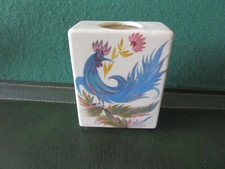 VASE  FAIENCE EMAILLEE DECOR FLORAL BLEU DECOR AU COQ YOUEN BRETAGNE