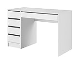 Furniture24 Bureau Ada avec 5 tiroirs - Blanc mat/blanc