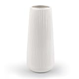 Vase en Céramique Blanc Décoratif - Moderne avec Rainures