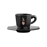 Bialetti Tasses octogonales, porcelaine, noir-or rose,