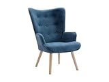 Vente-unique-Fauteuil en tissu bleu VATELY