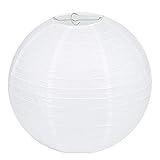 Abat-jour rond en papier blanc - Style bambou classique