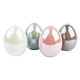 Ideen mit Herz Lot de 4 œufs décoratifs en céramique