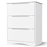 Bealife Commode Blanc à 3 Tiroirs Spacieux - Meuble