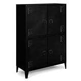 IDMarket - Armoire Ester 4 Portes métal Noir Design