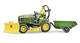 COFFRET BWORLD JOHN DEERE TRACTEUR A GAZON AVEC REMORQUE,