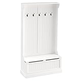 HOMCOM Meuble d'entrée avec banc porte manteaux 3 en
