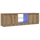 vidaXL Meuble TV avec lumières LED chêne artisanal