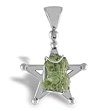 Starborn Moldavite Pierre Brute Pendentif en Argent