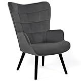 IDMarket - Fauteuil scandinave ANIA en Velours Gris
