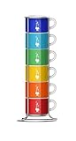 Bialetti Six tasses empilables, multicolore, porcelaine