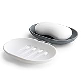 Oamwrae Lot de 2 porte-savon en silicone avec drainage,