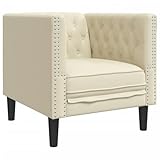 vidaXL Fauteuil Chesterfield crème similicuir