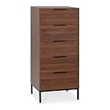 HOMN LIVING Commode haute Auri 5 tiroirs couleur noyer,