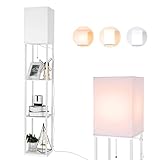 BBHome Lampadaire moderne avec étagère en bois, 3 températures
