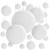 16 Pièces Lanterne en Papier Blanc, Abat-Jour en Papier