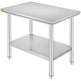 VEVOR Table de Travail Cuisine INOX, Plan de Travail