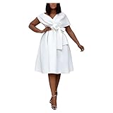 Dawwoti Robe trapèze taille haute classique pour femme,