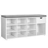 VASAGLE Banc à Chaussures, Banc de Rangement, avec