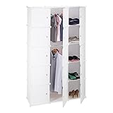 Relaxdays Armoire avec 11 compartiments, porte-manteau