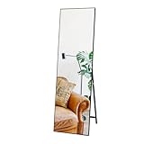 Hoikwo Grand Miroir sur Pied avec Cadre Noir, 140x41