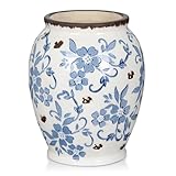 Arborus Vases en céramique bleu et blanc pour fleurs