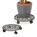 Relaxdays Lot de 2 rouleaux ronds en fonte pour plantes