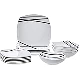 Amazon Basics Service de table 18 pièces avec assiettes