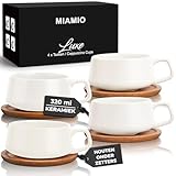MIAMIO Lot de 4 tasses à thé et soucoupes en céramique