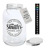 Smiths Mason Jars Bocal en verre de 4 l à large ouverture