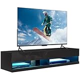 HOMCOM Meuble TV Banc TV Mural Suspendu LED Style Contemporain