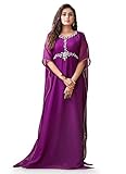 Femmes Designer Main Perlé Caftan Farasha Long Maxi