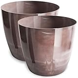 PECZEKO Lot de 2 pots de fleurs brillants en plastique