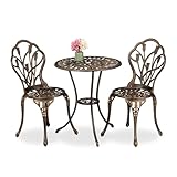 Relaxdays Bistrot Lot de 3 tables de jardin, 2 chaises