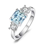 JewelryPalace Bague 3 Pierres Naturelle Bleu Ciel Topaze