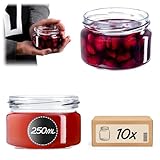 KADAX Lot de 10 bocaux à confiture de 250 ml, avec