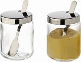 APS Lot de 2 pots à moutarde en verre transparent avec