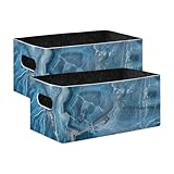 voucong Lot de 2 paniers de rangement en marbre bleu