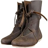 DJFOG Bottes de Chevalier médiévales en Cuir PU, Bottes