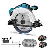 ONEVAN Mini scie circulaire sans fil 5" avec 4 lames