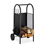 Relaxdays 10028779 Chariot à bois Serviteur, Charrette