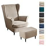 Alishomtll Lot de 3 housses de fauteuil à oreilles