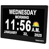 TROCOTN Alzheimer Horloge numérique avec date et jour