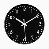 DIYZON Horloge murale noire, 30,5 cm, moderne minimaliste