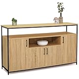 IDMarket - Buffet 4 Portes 140 cm Detroit avec Niche